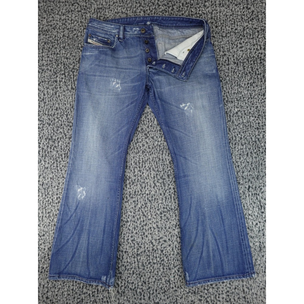 Diesel Zathan Jeans Mens 34 Blue Bootcut Selvedge Medium Wash Made in Italy 2003